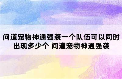 问道宠物神通强袭一个队伍可以同时出现多少个 问道宠物神通强袭